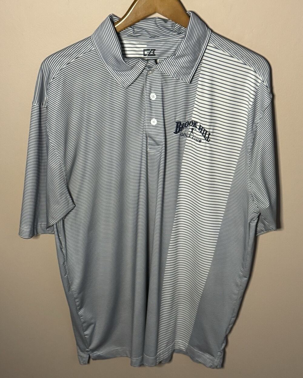 Cutter & Buck Polo Shirt Mens XL Blue & White CB DryTec Performance Golf